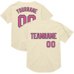 Maglia da baseball autentica personalizzata Pink-Kelly, stile retrò, in rete color crema e verde Maglia da baseball autentica personalizzata Pink-Kelly, stile retrò, in rete color crema e verde