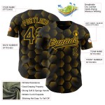 Maglia da baseball 3D geometrica nera con motivo a mezzatinta in oro personalizzato autentico Maglia da baseball 3D geometrica nera con motivo a mezzatinta in oro personalizzato autentico