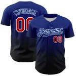 Maglia da baseball personalizzata con motivo 3D sfumato, stile Royal, autentica forma irregolare rosso-nera Maglia da baseball personalizzata con motivo 3D sfumato, stile Royal, autentica forma irregolare rosso-nera