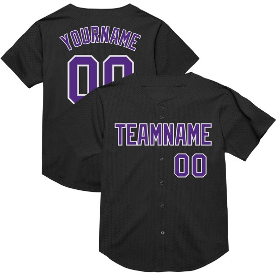 Maglia da baseball personalizzata Throwback in maglia viola-bianca nera autentica Maglia da baseball personalizzata Throwback in maglia viola-bianca nera autentica