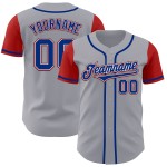 Maglia da baseball autentica personalizzata Two Gray Royal-Red Maglia da baseball autentica personalizzata Two Gray Royal-Red