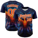 Maglia Phoenix da baseball autentica con motivo blu navy, design personalizzato Rave arancione-bianco 3D Maglia Phoenix da baseball autentica con motivo blu navy, design personalizzato Rave arancione-bianco 3D