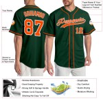 Maglia da baseball verde personalizzata autentica arancione-bianca Maglia da baseball verde personalizzata autentica arancione-bianca