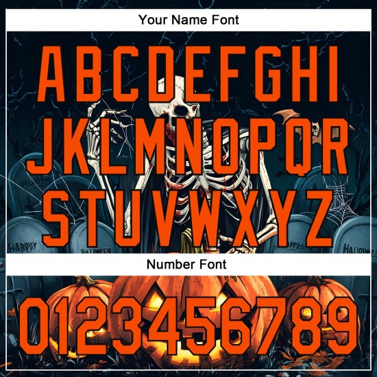 Maglia da baseball 3D arancione personalizzata nera autentica di Halloween Maglia da baseball 3D arancione personalizzata nera autentica di Halloween