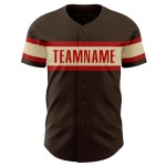 Maglia da baseball personalizzata autentica color crema-rosso marrone Maglia da baseball personalizzata autentica color crema-rosso marrone
