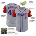 Maglia da baseball autentica personalizzata Two Gray Royal-Red Maglia da baseball autentica personalizzata Two Gray Royal-Red