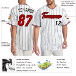 Maglia da baseball autentica personalizzata rossa e nera a righe bianche Maglia da baseball autentica personalizzata rossa e nera a righe bianche