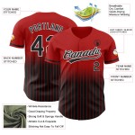 Maglia da baseball autentica personalizzata nera e bianca rossa con righe sfumate alla moda Maglia da baseball autentica personalizzata nera e bianca rossa con righe sfumate alla moda