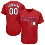 Maglia da baseball personalizzata rossa, bianca e blu navy Maglia da baseball personalizzata rossa, bianca e blu navy