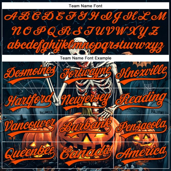 Maglia da baseball 3D arancione personalizzata nera autentica di Halloween Maglia da baseball 3D arancione personalizzata nera autentica di Halloween