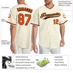 Maglia da baseball arancione autentica personalizzata oro nero-crema antica Maglia da baseball arancione autentica personalizzata oro nero-crema antica