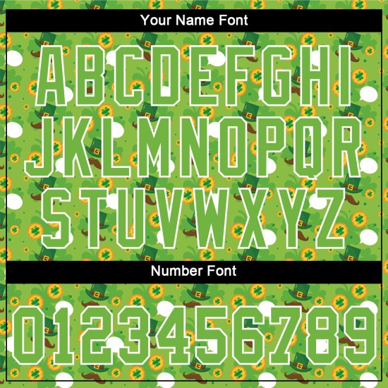 Maglia da baseball di San Patrizio, design personalizzato autentico 3D, verde, motivo marrone-oro neon Maglia da baseball di San Patrizio, design personalizzato autentico 3D, verde, motivo marrone-oro neon