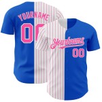 Maglia da baseball Thunder Fashion autentica bianca e rosa personalizzata con strisce blu divise Maglia da baseball Thunder Fashion autentica bianca e rosa personalizzata con strisce blu divise