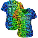 Maglia da baseball multicolore con motivo 3D personalizzata Kelly Design Royal Authentic Green-White Butterflies Maglia da baseball multicolore con motivo 3D personalizzata Kelly Design Royal Authentic Green-White Butterflies