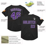 Maglia da baseball personalizzata Throwback in maglia viola-bianca nera autentica Maglia da baseball personalizzata Throwback in maglia viola-bianca nera autentica