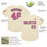 Maglia da baseball autentica personalizzata Pink-Kelly, stile retrò, in rete color crema e verde Maglia da baseball autentica personalizzata Pink-Kelly, stile retrò, in rete color crema e verde