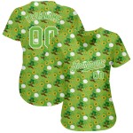 Maglia da baseball di San Patrizio, design personalizzato autentico 3D, verde, motivo marrone-oro neon Maglia da baseball di San Patrizio, design personalizzato autentico 3D, verde, motivo marrone-oro neon