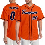 Maglia da baseball personalizzata autentica blu navy e bianca arancione Maglia da baseball personalizzata autentica blu navy e bianca arancione
