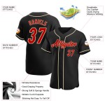 Maglia da baseball autentica personalizzata nera, rossa e crema Maglia da baseball autentica personalizzata nera, rossa e crema