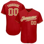 Autentica maglia da baseball Old Jersey personalizzata rossa, oro e bianca Autentica maglia da baseball Old Jersey personalizzata rossa, oro e bianca