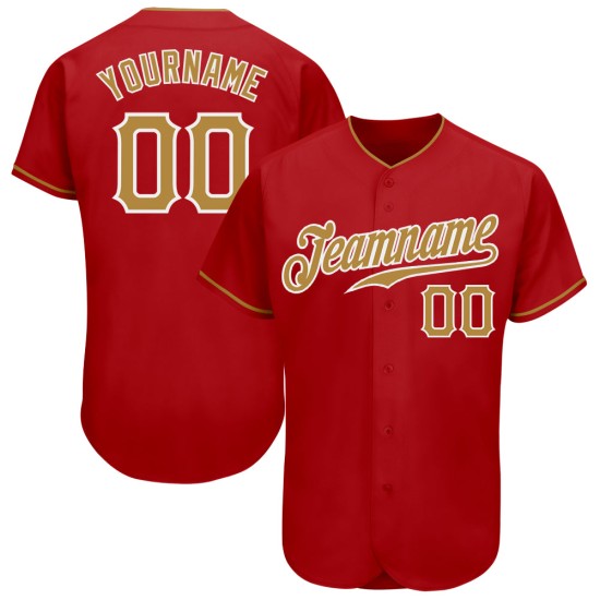 Autentica maglia da baseball Old Jersey personalizzata rossa, oro e bianca Autentica maglia da baseball Old Jersey personalizzata rossa, oro e bianca