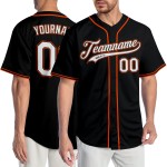 Maglia da baseball personalizzata autentica nera bianca-arancione Maglia da baseball personalizzata autentica nera bianca-arancione