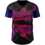 Maglia da baseball con design 3D, motivo personalizzato, nera e rosa, autentica, Hawaii Maglia da baseball con design 3D, motivo personalizzato, nera e rosa, autentica, Hawaii