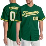 Maglia da baseball Kelly personalizzata autentica verde, bianca e oro Maglia da baseball Kelly personalizzata autentica verde, bianca e oro