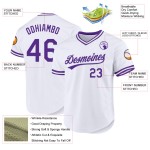 Maglia da baseball personalizzata bianca viola retrò autentica Maglia da baseball personalizzata bianca viola retrò autentica