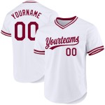 Maglia da baseball autentica personalizzata, stile retrò, bianca e marrone Maglia da baseball autentica personalizzata, stile retrò, bianca e marrone