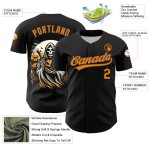Maglia da baseball personalizzata grigio-arancio-acciaio Halloween autentica nera 3D Bay Maglia da baseball personalizzata grigio-arancio-acciaio Halloween autentica nera 3D Bay