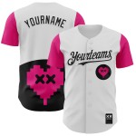 Maglia da baseball personalizzata Revzzz Pixelated Black-Hot 3D White Love autentica rosa Maglia da baseball personalizzata Revzzz Pixelated Black-Hot 3D White Love autentica rosa