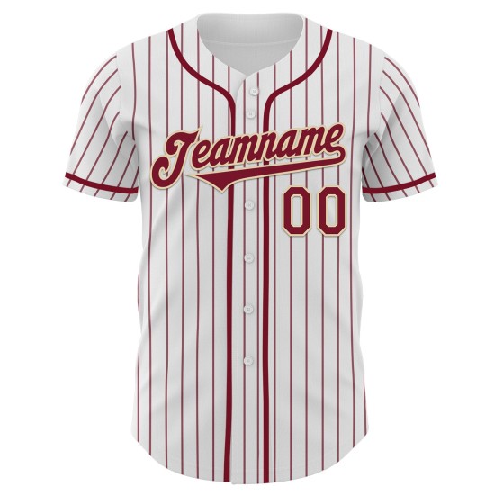 Maglia da baseball autentica bianca a righe color crema personalizzata Maglia da baseball autentica bianca a righe color crema personalizzata