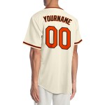 Maglia da baseball arancione autentica personalizzata oro nero-crema antica Maglia da baseball arancione autentica personalizzata oro nero-crema antica