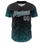 Maglia da baseball personalizzata con design a pois 3D, motivo astratto colorato, verde acqua e bianco scintillante, autentico, nero Maglia da baseball personalizzata con design a pois 3D, motivo astratto colorato, verde acqua e bianco scintillante, autentico, nero