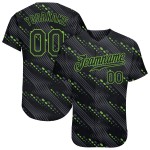 Maglia da baseball personalizzata nera-neon 3D con design verde e motivo autentico Maglia da baseball personalizzata nera-neon 3D con design verde e motivo autentico