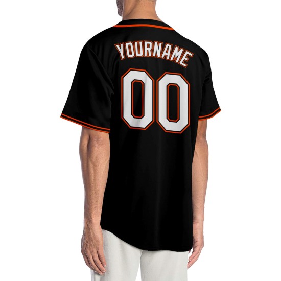 Maglia da baseball personalizzata autentica nera bianca-arancione Maglia da baseball personalizzata autentica nera bianca-arancione