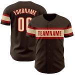 Maglia da baseball personalizzata autentica color crema-rosso marrone Maglia da baseball personalizzata autentica color crema-rosso marrone