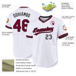 Maglia da baseball autentica bianca personalizzata marrone-nera retrò Maglia da baseball autentica bianca personalizzata marrone-nera retrò