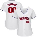 Maglia da baseball bianca, rossa e blu navy, personalizzata, autentica Maglia da baseball bianca, rossa e blu navy, personalizzata, autentica