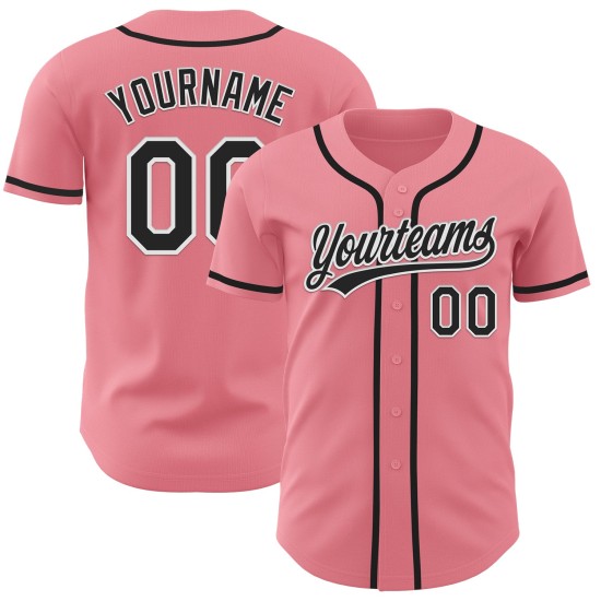 Maglia da baseball personalizzata autentica nera e bianca, taglia media, rosa Maglia da baseball personalizzata autentica nera e bianca, taglia media, rosa