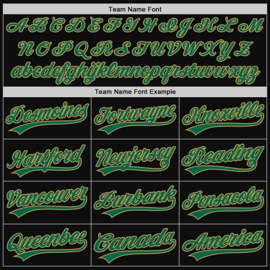 Maglia da baseball Kelly Gold Green-Old Custom, autentica, retrò, nera Maglia da baseball Kelly Gold Green-Old Custom, autentica, retrò, nera