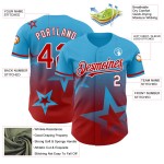 Maglia da baseball personalizzata in stile autentico con design scintillante 3D, motivo rosso-bianco, stella e blu. Maglia da baseball personalizzata in stile autentico con design scintillante 3D, motivo rosso-bianco, stella e blu.
