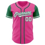 Maglia da baseball personalizzata bianca Kelly, autentica nei toni del rosa e del verde Maglia da baseball personalizzata bianca Kelly, autentica nei toni del rosa e del verde