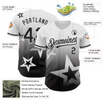 Maglia da baseball Twinkle Authentic 3D Style bianca personalizzata con motivo a stella e sfumatura nera Maglia da baseball Twinkle Authentic 3D Style bianca personalizzata con motivo a stella e sfumatura nera
