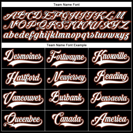 Maglia da baseball personalizzata autentica nera bianca-arancione Maglia da baseball personalizzata autentica nera bianca-arancione