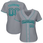 Maglia da baseball autentica, colore verde acqua e nero, modello Drift grigio personalizzato Maglia da baseball autentica, colore verde acqua e nero, modello Drift grigio personalizzato