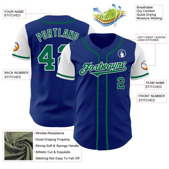 Maglia da baseball autentica Kelly personalizzata bicolore verde-bianca Maglia da baseball autentica Kelly personalizzata bicolore verde-bianca
