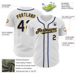 Maglia da baseball autentica personalizzata blu navy e oro bianca Maglia da baseball autentica personalizzata blu navy e oro bianca