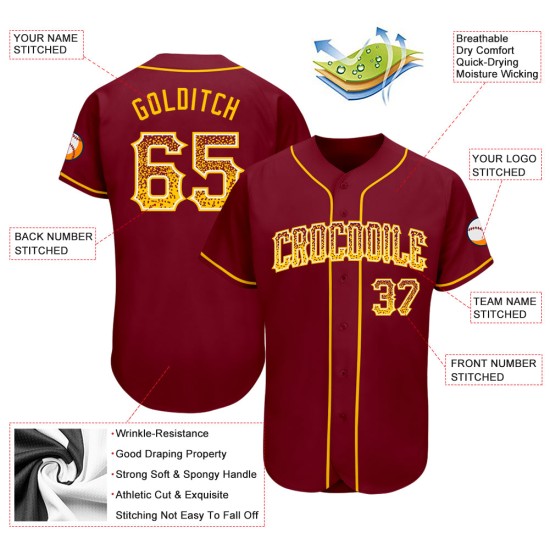 Maglia personalizzata Crimson Baseball Authentic Drift Fashion oro-bianca Maglia personalizzata Crimson Baseball Authentic Drift Fashion oro-bianca